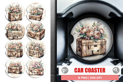 Car Coaster Leather Suitcase Sublimation artnoy 
