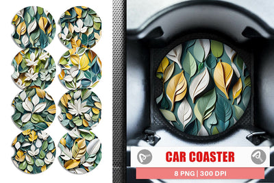 Car Coaster Leaves Pattern Sublimation artnoy 