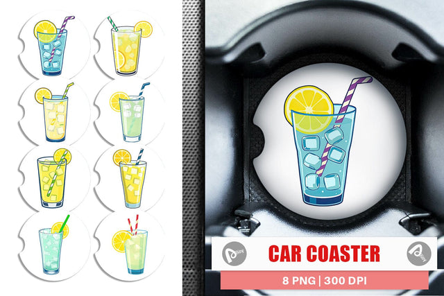 Car Coaster Lemonade Glass Sublimation artnoy 