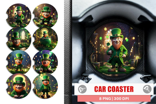 Car Coaster Leprechaun Patrick's Day Sublimation artnoy 