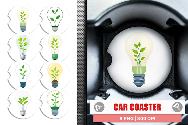 Car Coaster Light Bulb with Plant Sublimation artnoy 