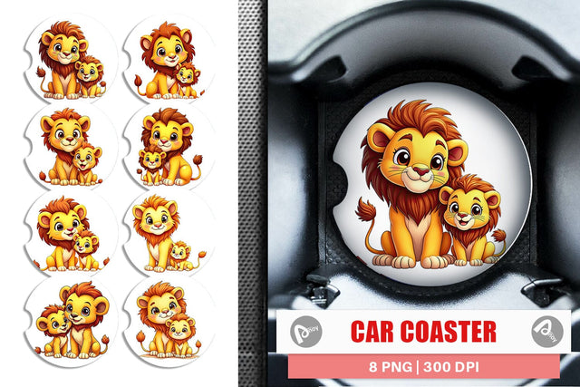Car Coaster Lion Mother's Day Sublimation artnoy 