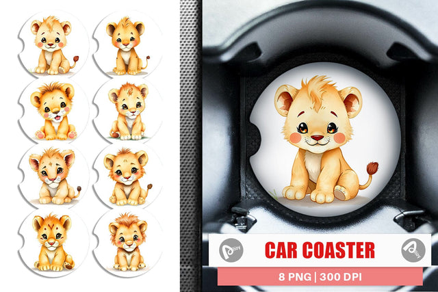 Car Coaster Lion Wildlife Sublimation artnoy 