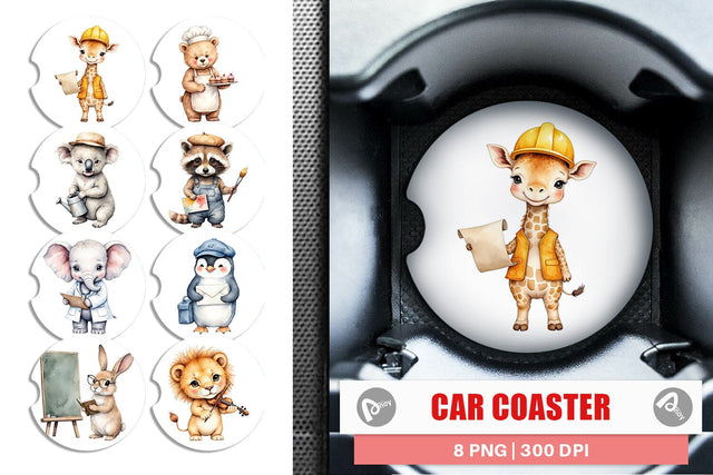 Car Coaster Little Animal Jobs Sublimation artnoy 