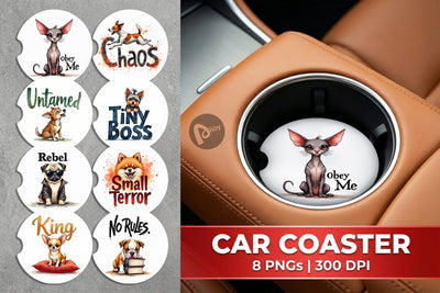 Car Coaster Little Tyrant Canine Watercolor Quotes Sublimation artnoy 