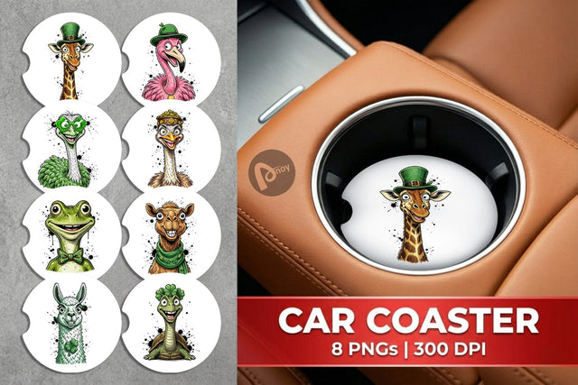 Car Coaster Lucky St Paddys Animal Art Sublimation artnoy 
