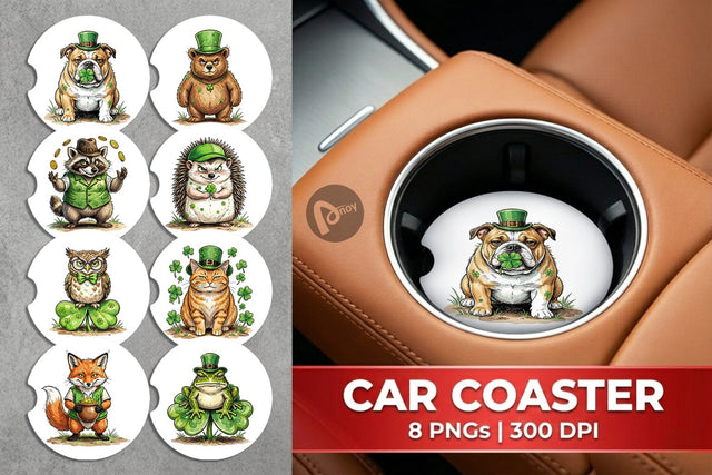 Car Coaster Lucky St Patricks Animal Sublimation artnoy 