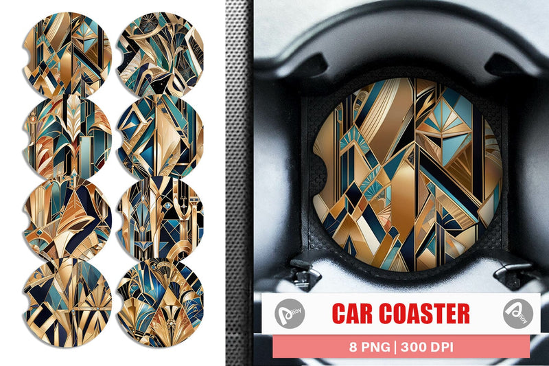 Car Coaster Luxury Art Deco Geometric Sublimation artnoy 