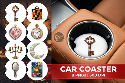 Car Coaster Macabre Gothic Curio Patchwork Sublimation artnoy 