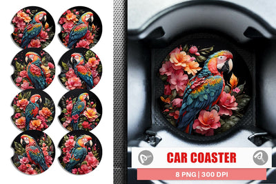 Car Coaster Macaw Bird Sublimation artnoy 