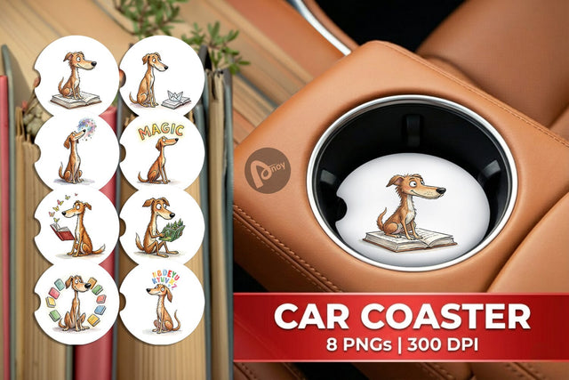 Car Coaster Magical Storytime Dog Watercolor Sublimation artnoy 