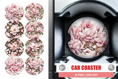 Car Coaster Magnolia Pattern Sublimation artnoy 