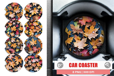 Car Coaster Maple Leaves Pattern Sublimation artnoy 