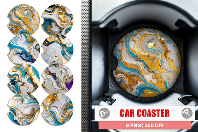 Car Coaster Marble Liquid with gold Sublimation artnoy 