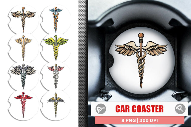 Car Coaster Medical Caduceus Sublimation artnoy 
