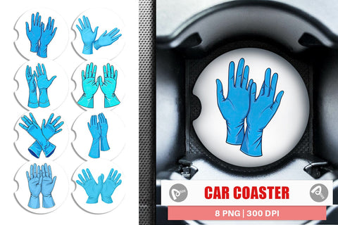 Car Coaster Medical Gloves Sublimation artnoy 