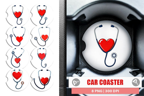 Car Coaster Medical Stethoscope Sublimation artnoy 