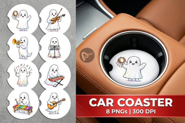 Car Coaster Melodic Music Teacher Ghost Sublimation artnoy 