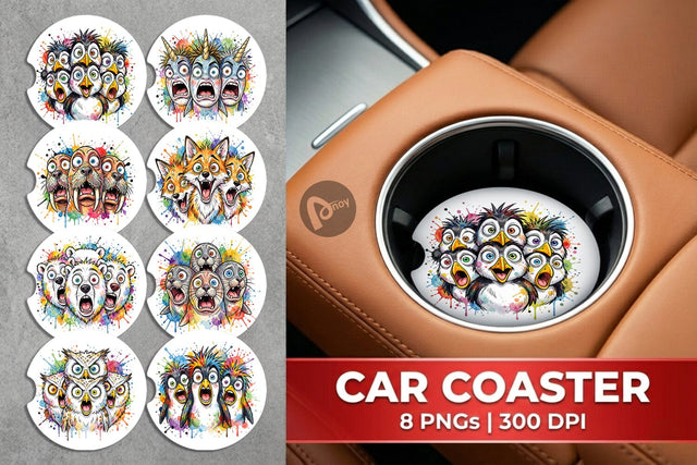 Car Coaster Melting Arctic Animals Heatwave Sublimation artnoy 