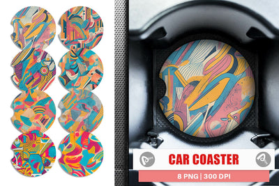 Car Coaster Memphis Watercolor Sublimation artnoy 