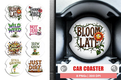 Car Coaster Messy Growth Reluctant Blooming Sublimation artnoy 