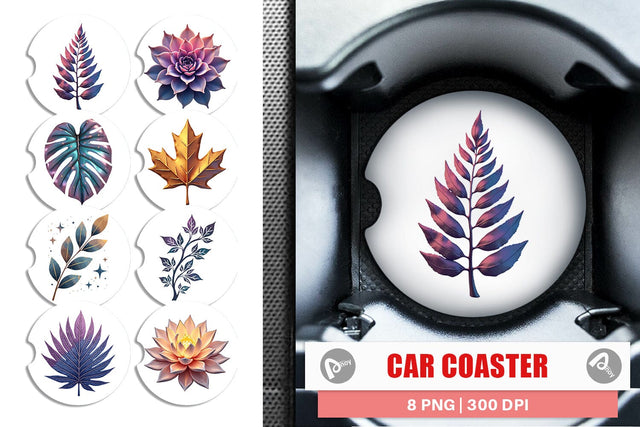 Car Coaster Metallic Botanicals Sublimation artnoy 
