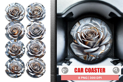 Car Coaster Metallic Rose Sublimation artnoy 