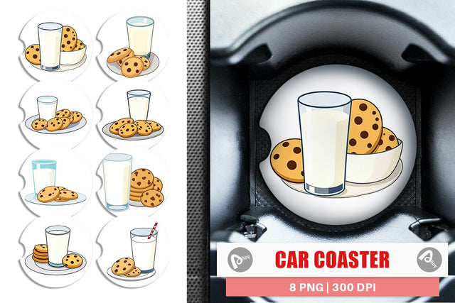Car Coaster Milk and Cookie Sublimation artnoy 
