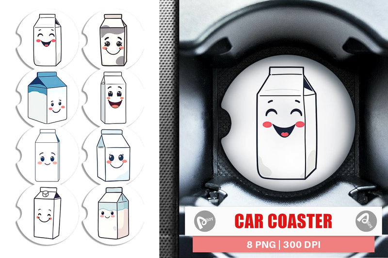 Car Coaster Milk Carton Sublimation artnoy 