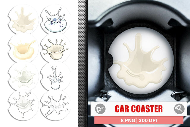Car Coaster Milk Splash Sublimation artnoy 