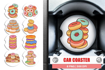 Car Coaster Mini Donut Stack Sublimation artnoy 
