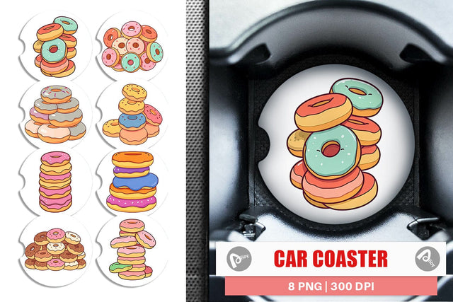 Car Coaster Mini Donut Stack Sublimation artnoy 