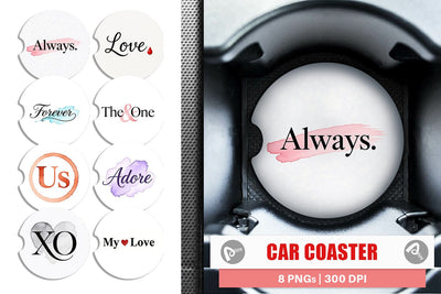 Car Coaster Minimalist Romance Watercolor Sublimation artnoy 