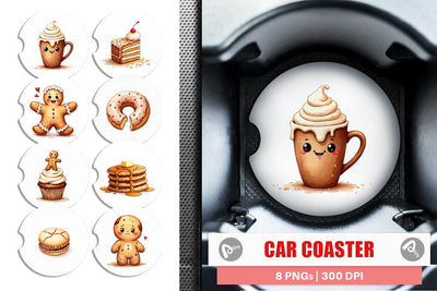 Car Coaster Misfit Gingerbread Sweets & Treats Watercolor Sublimation artnoy 