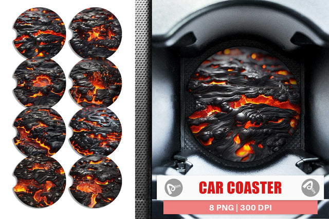 Car Coaster Molten Lava Sublimation artnoy 