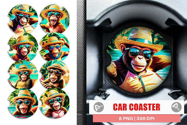 Car Coaster Monkey in Summer Sublimation artnoy 