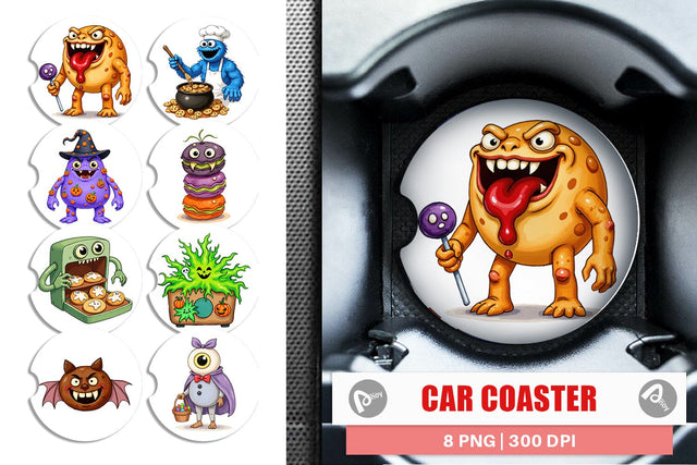 Car Coaster Monster Halloween Bakery Sublimation artnoy 
