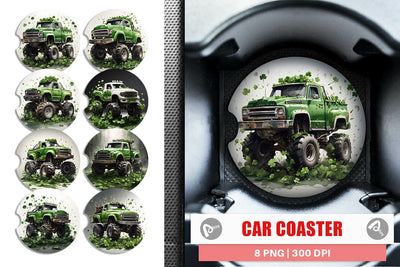 Car Coaster Monster Truck Shamrocks Sublimation artnoy 