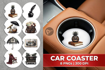 Car Coaster Moody Dark Academia Beach Read Sublimation artnoy 