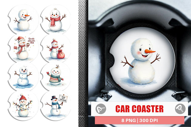 Car Coaster Moody Snowmen Sublimation artnoy 