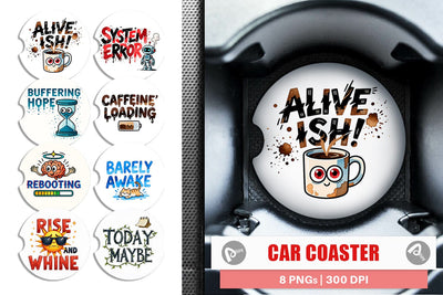 Car Coaster Morning Resurrection Caffeinated Chaos Quotes Sublimation artnoy 