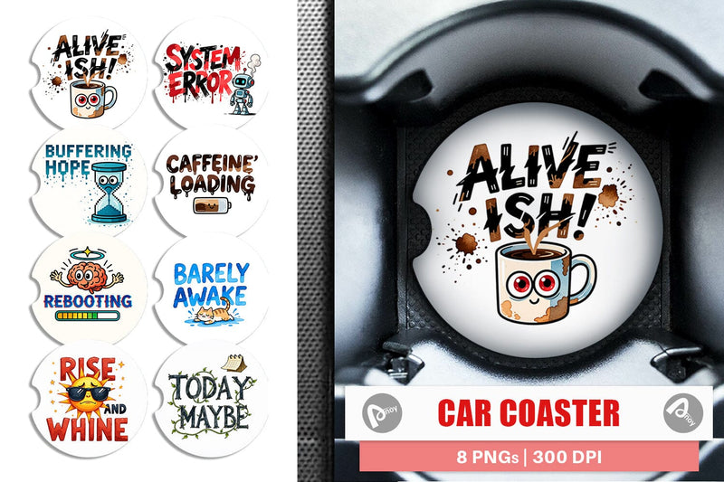 Car Coaster Morning Resurrection Caffeinated Chaos Quotes Sublimation artnoy 