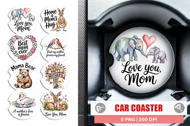 Car Coaster Mother’s Day Animal Sublimation artnoy 