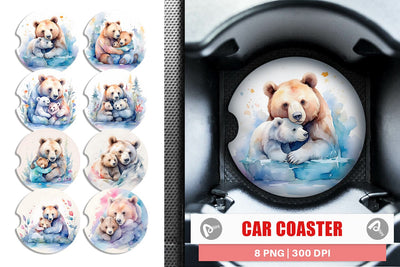 Car Coaster Mothers Day Bear Sublimation artnoy 