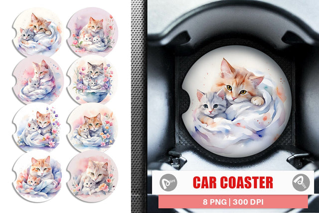 Car Coaster Mothers Day Cat Sublimation artnoy 