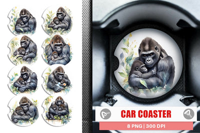 Car Coaster Mothers Day Gorilla Sublimation artnoy 