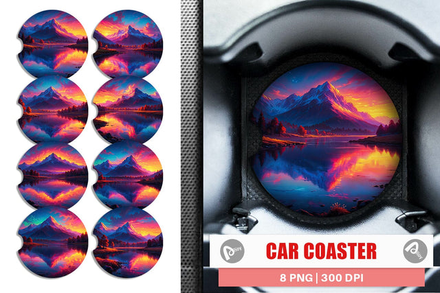 Car Coaster Mountains and Lake Sublimation artnoy 