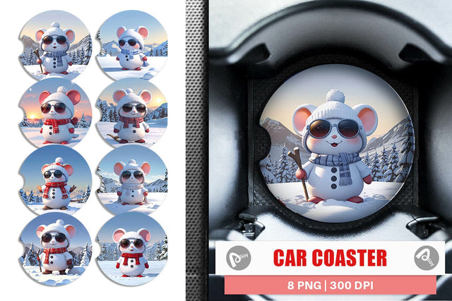 Car Coaster Mouse Christmas Sublimation artnoy 