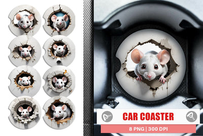 Car Coaster Mouse in Wall Sublimation artnoy 