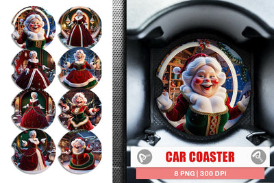Car Coaster Mrs. Santa Claus Sublimation artnoy 